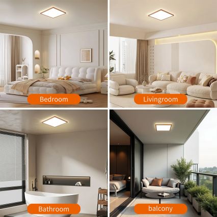 Brilagi - ULTRA SLIM LED Bathroom Ceiling Light LED/18W/230V 30x30 cm rose gold IP54