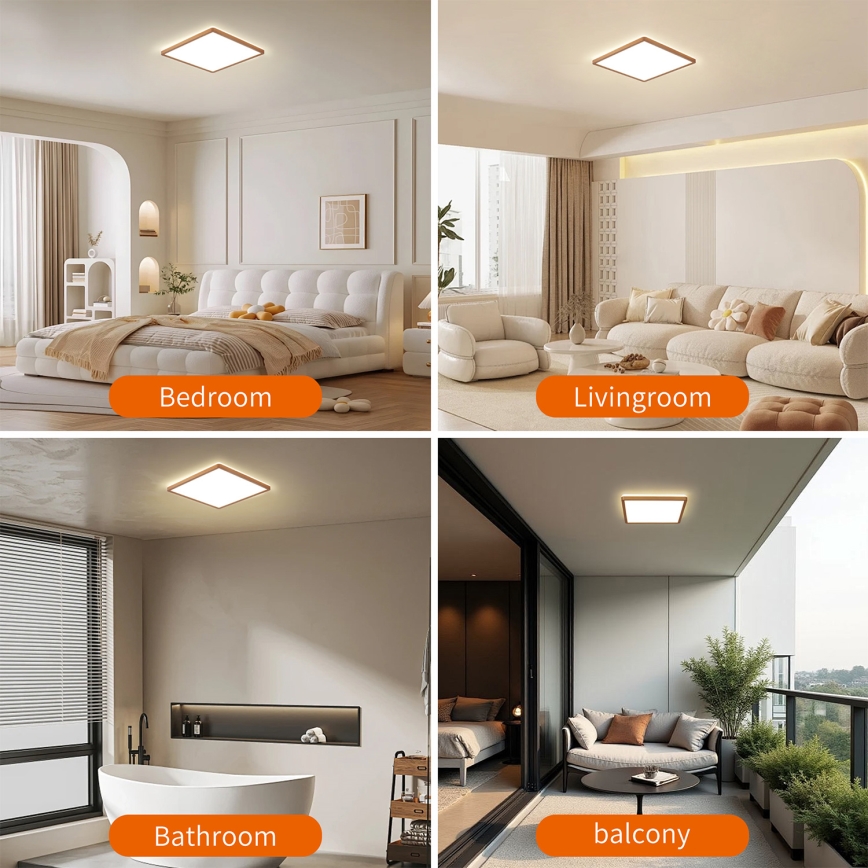 Brilagi - ULTRA SLIM LED Bathroom Ceiling Light LED/18W/230V 30x30 cm rose gold IP54