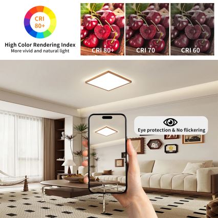 Brilagi - ULTRA SLIM LED Bathroom Ceiling Light LED/18W/230V 30x30 cm rose gold IP54