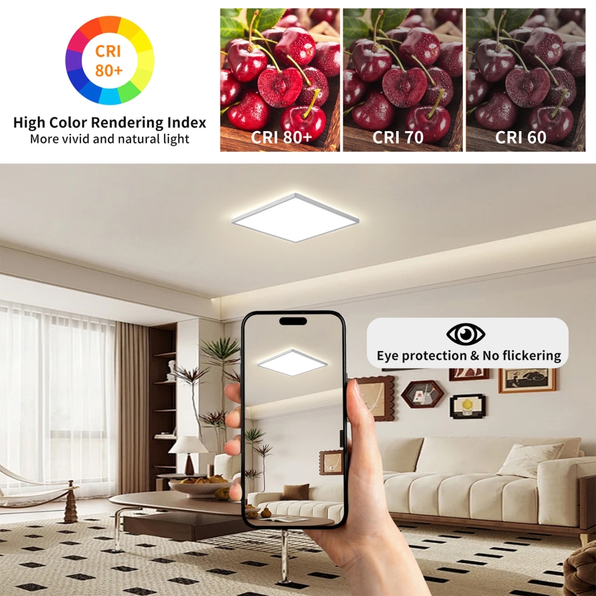 Brilagi - LED Bathroom Ceiling Light ULTRA SLIM LED/18W/230V 30x30 cm Silver IP54