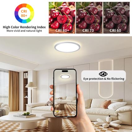 Brilagi - ULTRA SLIM LED Bathroom Ceiling Light 18W/230V Ø 30 cm Silver IP54