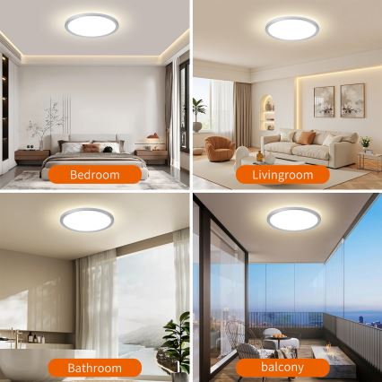 Brilagi - LED Bathroom Ceiling Light ULTRA SLIM LED/24W/230V Ø 42 cm Silver IP54