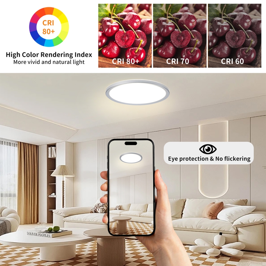 Brilagi - LED Bathroom Ceiling Light ULTRA SLIM LED/24W/230V Ø 42 cm Silver IP54