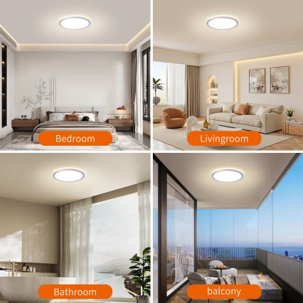 Brilagi - ULTRA SLIM LED Bathroom Ceiling Light LED/12W/230V Ø 22.5 cm Silver IP54