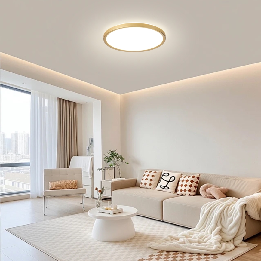 Brilagi - ULTRA SLIM LED Bathroom Ceiling Light 24W/230V Ø 42 cm Gold IP54