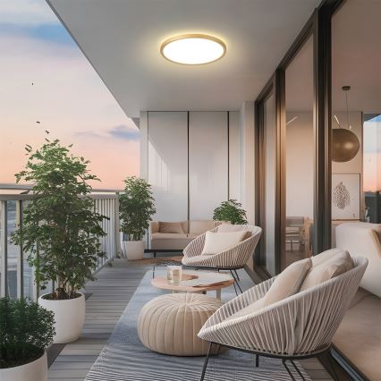 Brilagi - ULTRA SLIM LED Bathroom Ceiling Light 24W/230V Ø 42 cm Gold IP54