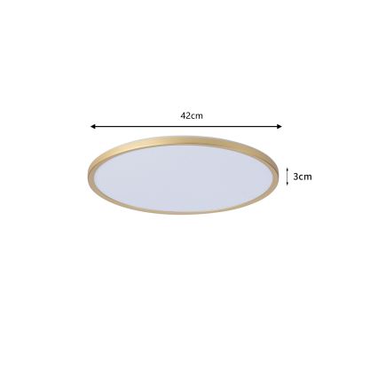 Brilagi - ULTRA SLIM LED Bathroom Ceiling Light 24W/230V Ø 42 cm Gold IP54