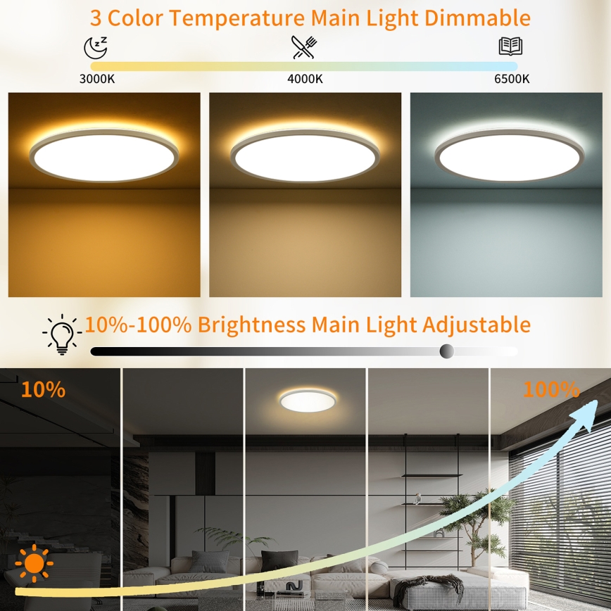 Brilagi - Dimmable Ultra Slim LED Ceiling Light 24W/230V 2700-6500K Ø 42 cm white + remote control