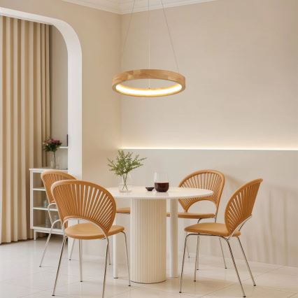 Brilagi - UMEA WOOD cable-suspended LED pendant, 30W/230V, Ø 40 cm, wood