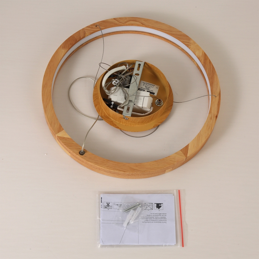 Brilagi - UMEA WOOD cable-suspended LED pendant, 30W/230V, Ø 40 cm, wood