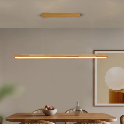 Brilagi - UMEA WOOD LED Cable-Hung Pendant Light LED/30W/230V 120 cm Rubberwood