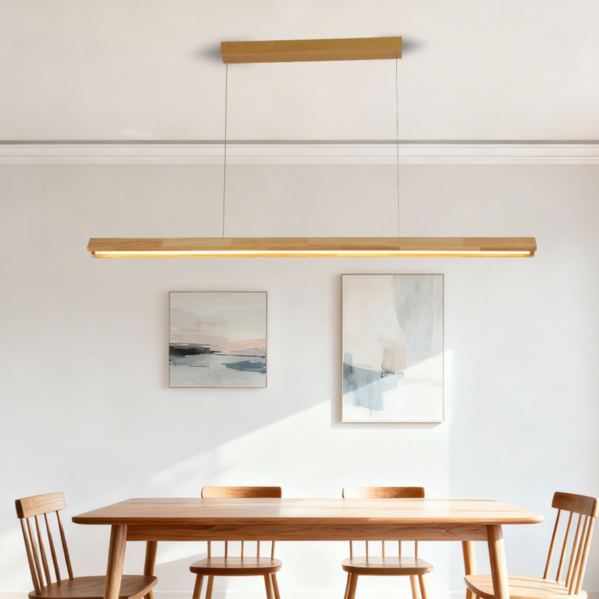 Brilagi - UMEA WOOD LED Cable-Hung Pendant Light LED/30W/230V 120 cm Rubberwood