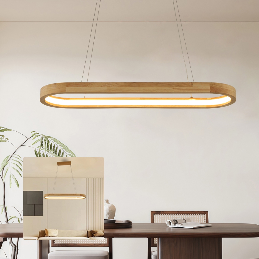 Brilagi - UMEA WOOD LED Cable Pendant, 30W/230V, 70x20 cm, wood