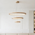 Brilagi - UMEA WOOD LED cable pendant, 45W LED, 230V, Ø 60 cm, rubberwood