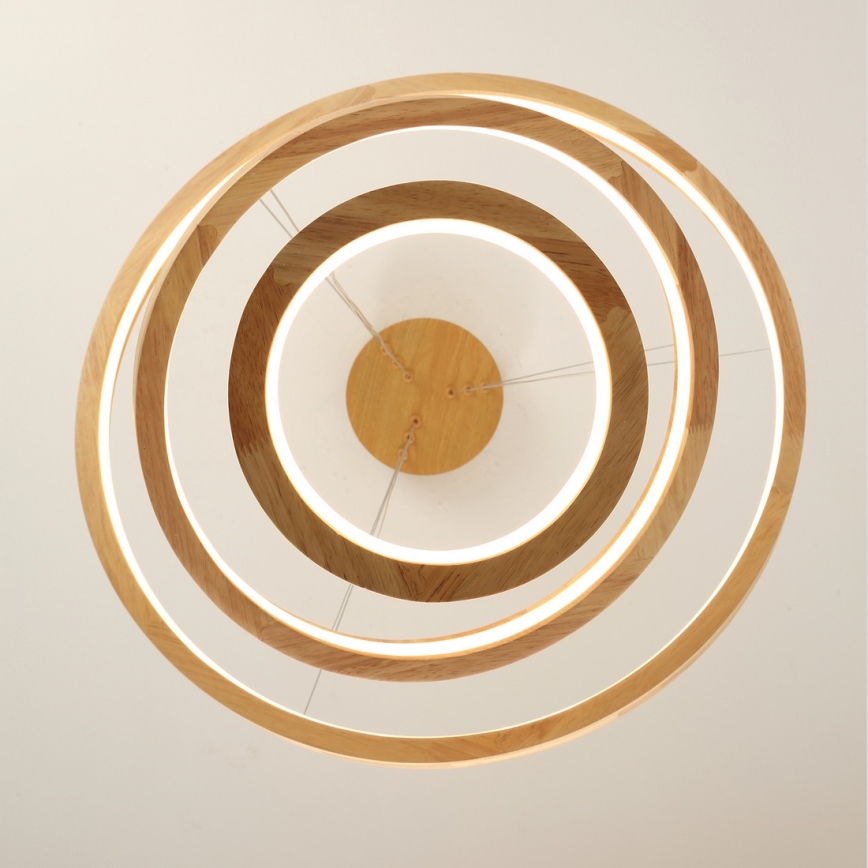 Brilagi - UMEA WOOD LED cable pendant, 45W LED, 230V, Ø 60 cm, rubberwood