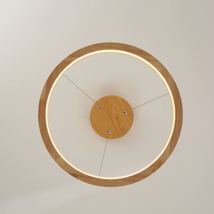Brilagi - UMEA WOOD LED Cable Pendant Lamp, LED/30W/230V, Ø 40 cm, Rubberwood