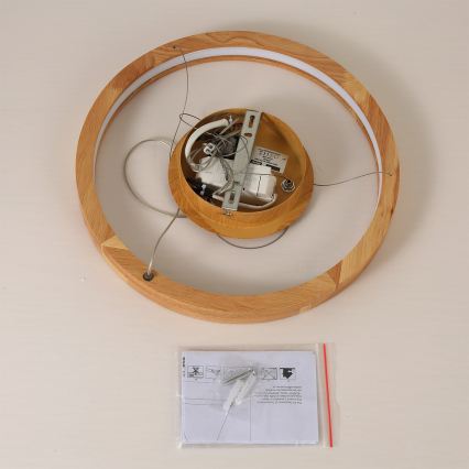 Brilagi - UMEA WOOD LED Cable Pendant Lamp, LED/30W/230V, Ø 40 cm, Rubberwood