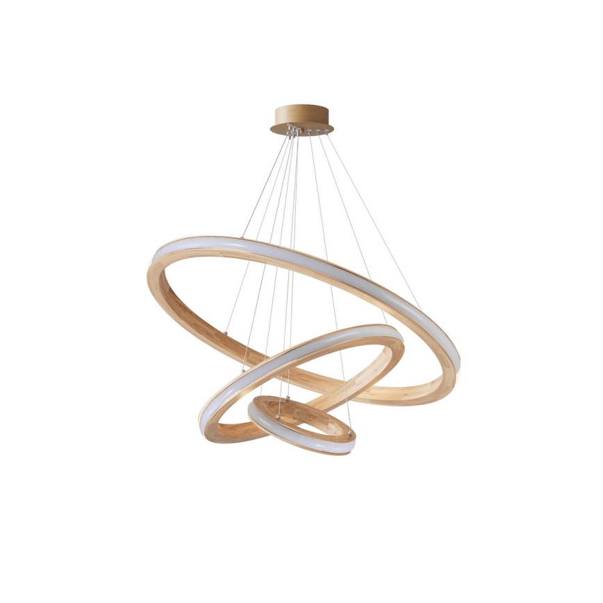 Brilagi - UMEA WOOD LED Cable Pendant Light, 45W, 230V, Ø 60 cm, Wood