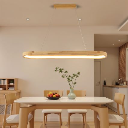 Brilagi - UMEA WOOD LED Cable-Suspended Pendant Light LED/40W/230V 90x22 cm Wood