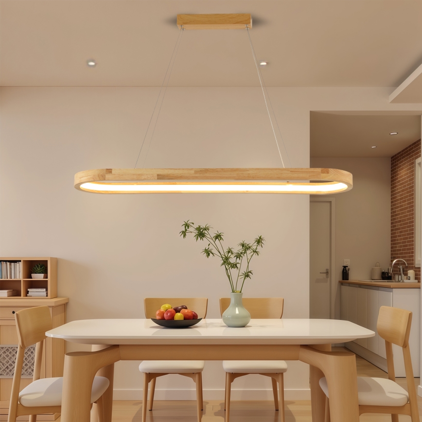 Brilagi - UMEA WOOD LED Cable-Suspended Pendant Light LED/40W/230V 90x22 cm Wood
