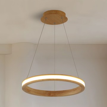 Brilagi - UMEA WOOD LED Pendant Lamp on Cable LED/30W/230V Ø 40 cm Rubberwood