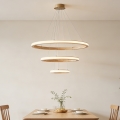 Brilagi - UMEA WOOD LED pendant light on cable LED/45W/230V Ø 60 cm rubberwood