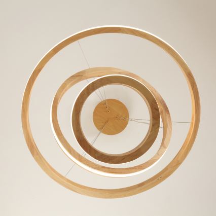 Brilagi - UMEA WOOD LED pendant light on cable LED/45W/230V Ø 60 cm rubberwood