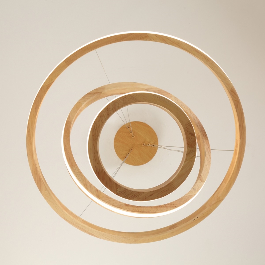 Brilagi - UMEA WOOD LED pendant light on cable LED/45W/230V Ø 60 cm rubberwood