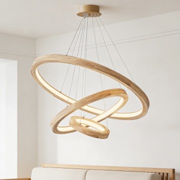 Brilagi - UMEA WOOD LED pendant light on cable LED/45W/230V Ø 60 cm, wood