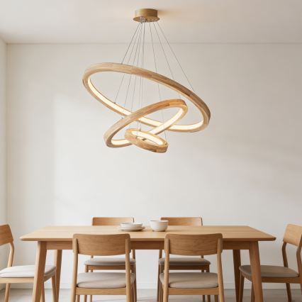 Brilagi - UMEA WOOD LED pendant light on cable LED/45W/230V Ø 60 cm, wood