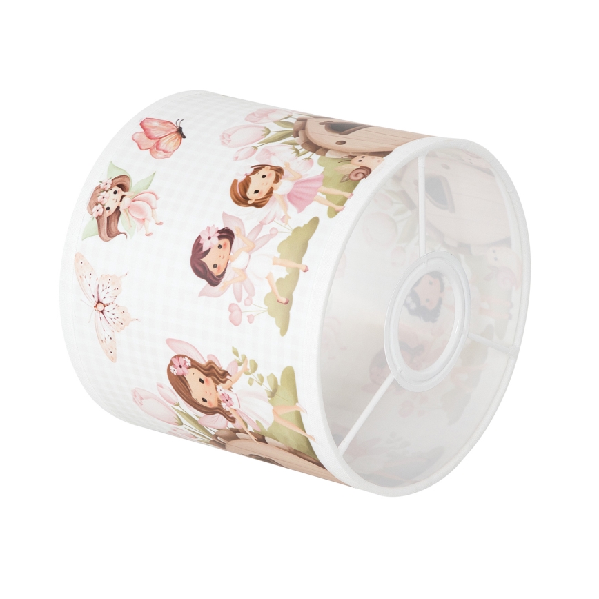 BRILAGI - Universal BOBO E27 Lampshade, Ø 15 cm, White/Pink/Fairy Pattern