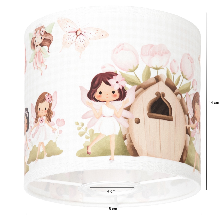 BRILAGI - Universal BOBO E27 Lampshade, Ø 15 cm, White/Pink/Fairy Pattern