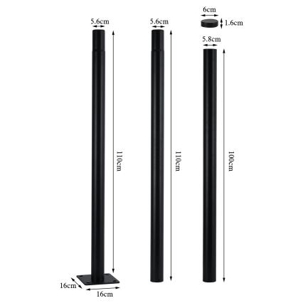 Brilagi - URBANSPARK LED street lamp with 3 m pole, 120W, 230V, black, IP65