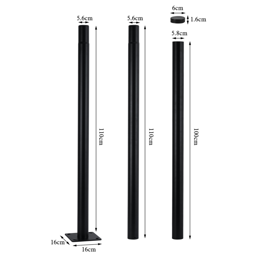 Brilagi - URBANSPARK LED street lamp with 3 m pole, 120W, 230V, black, IP65