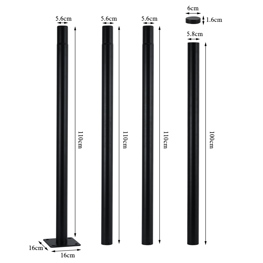 Brilagi - URBANSPARK LED Street Light with 4 m Pole, 120W, 230V, Black, IP65