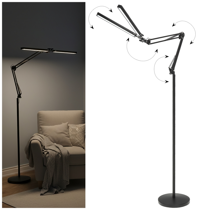 Brilagi - LED Dimmable Flexible Floor Lamp VARIO LED/14W/230V 3000-6000K 157 cm Black