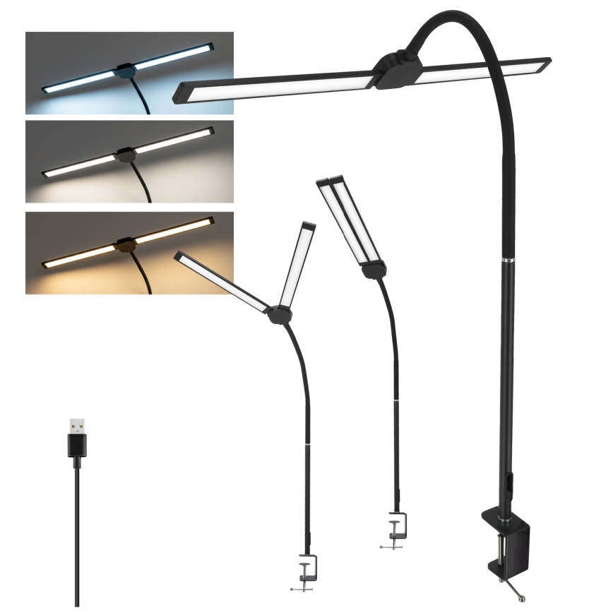 BRILAGI - VARIO USB Dimmable LED Desk Lamp, 14W/5V, 3000-6000K, Black