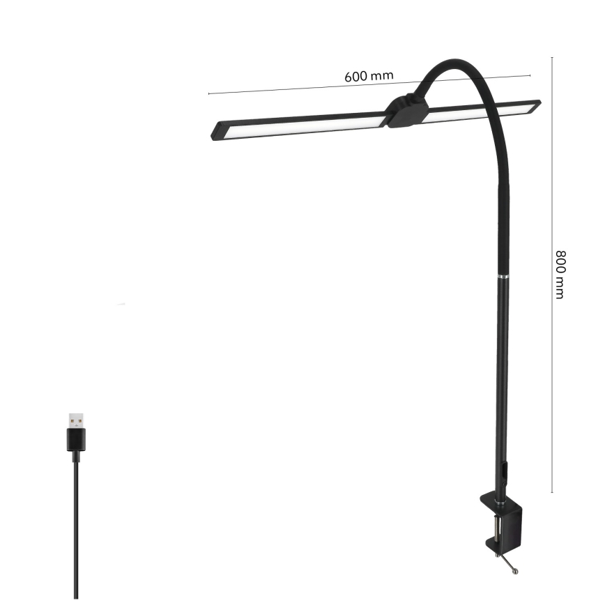 BRILAGI - VARIO USB Dimmable LED Desk Lamp, 14W/5V, 3000-6000K, Black