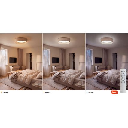 Brilagi - VELVET SMARTIX Dimmable LED Ceiling Light LED/24W/230V 3000-6000K Ø 45 cm Beige Wi-Fi Tuya Beacon + Remote Control