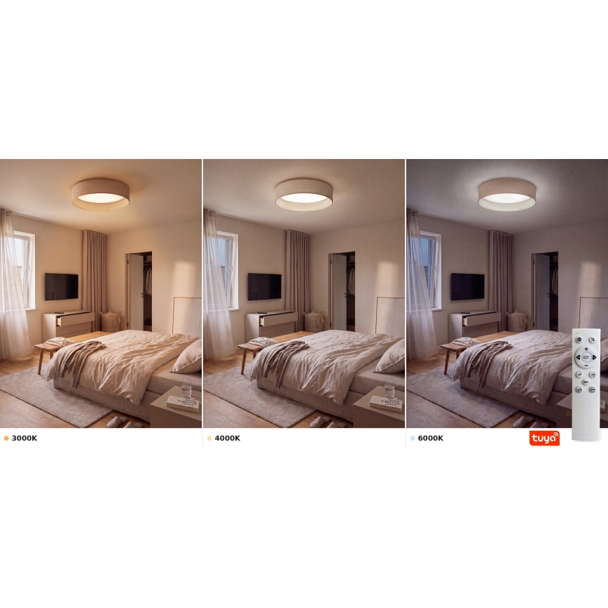 Brilagi - VELVET SMARTIX Dimmable LED Ceiling Light LED/24W/230V 3000-6000K Ø 45 cm Beige Wi-Fi Tuya Beacon + Remote Control