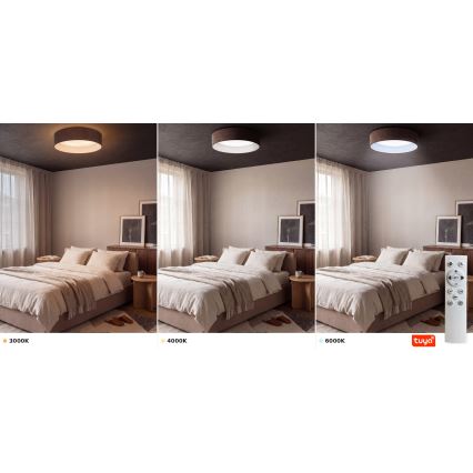 Brilagi - VELVET SMARTIX Dimmable LED Ceiling Light LED/24W/230V 3000-6000K Ø 45 cm Brown Wi-Fi Tuya Beacon + Remote Control