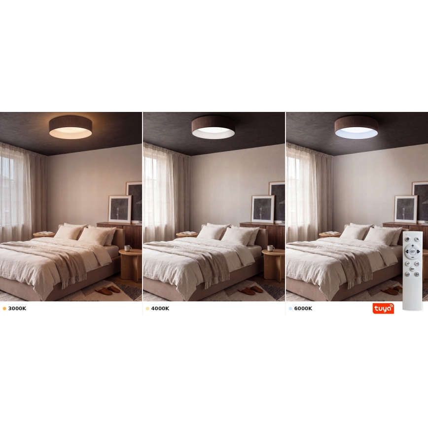 Brilagi - VELVET SMARTIX Dimmable LED Ceiling Light LED/24W/230V 3000-6000K Ø 45 cm Brown Wi-Fi Tuya Beacon + Remote Control