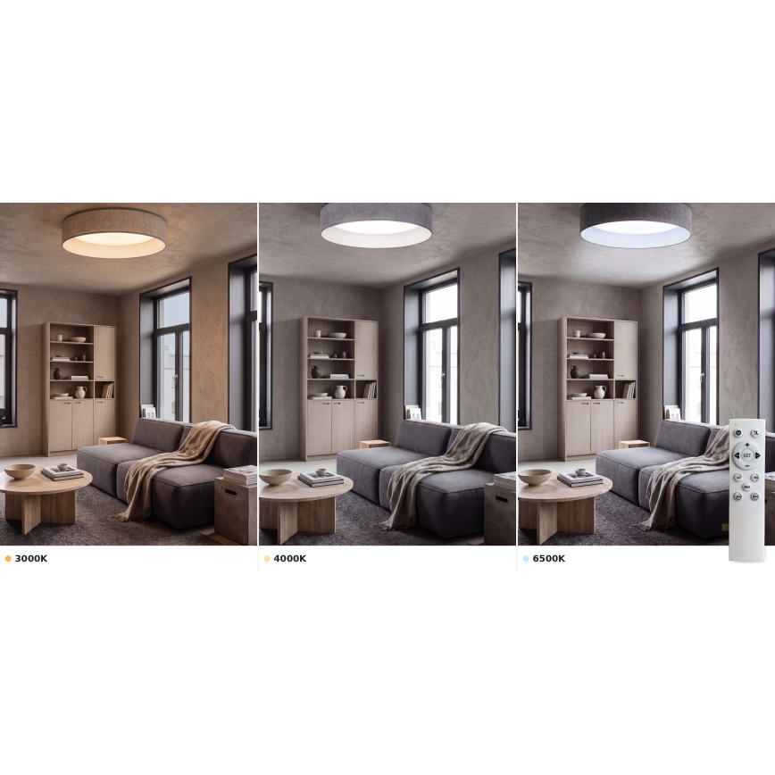 Brilagi - VELVET SMART VARI LED Dimmable Ceiling Light 36W/230V 3000-6500K Ø55 cm Gray + Remote Control