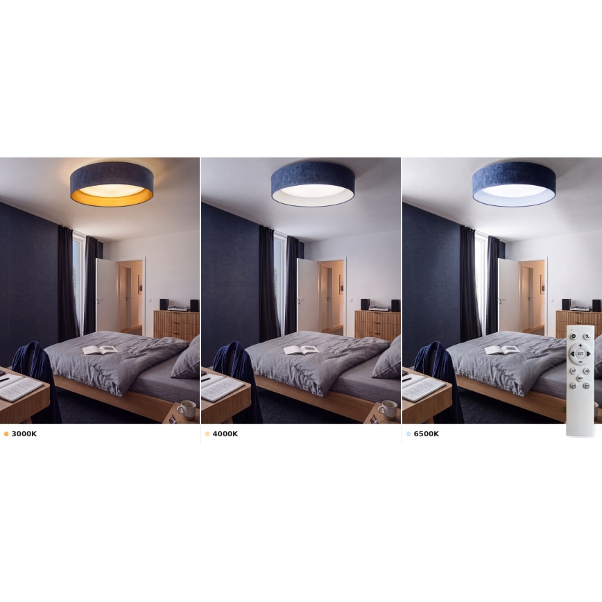 BRILAGI - Dimmable LED ceiling light VELVET SMART VARI LED/24W/230V 3000-6500K Ø 45 cm blue + remote control