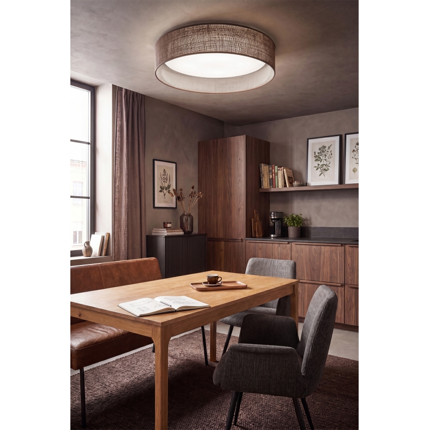 Brilagi - VELVET SMART VARI Dimmable LED Ceiling Light, 36W/230V, 3000–6500K, Ø55 cm, Brown + Remote Control