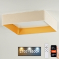 Brilagi - VELVET SQUARE SMART Dimmable LED Ceiling Light, 36W, 230V, 60x60 cm, 2700-6500K, Tuya Wi-Fi + Remote Control, Cream