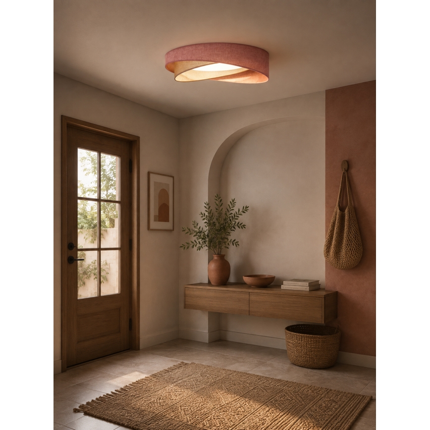 BRILAGI - LED Dimmable ceiling light VELVET TWIST LED/36W/230V 3000-6000K Ø 65 cm Wi-Fi Tuya Beacon pink/cream + remote control