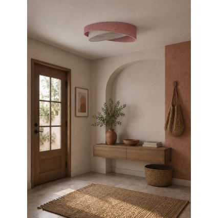 BRILAGI - LED Dimmable ceiling light VELVET TWIST LED/36W/230V 3000-6000K Ø 65 cm Wi-Fi Tuya Beacon pink/cream + remote control