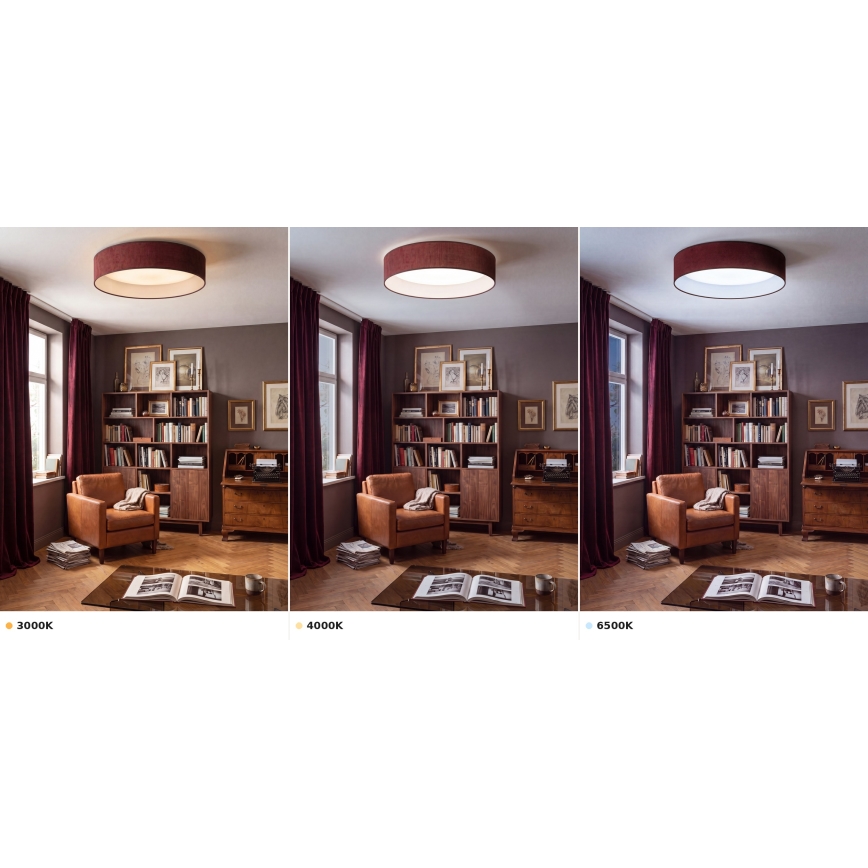 Brilagi - LED Ceiling Light VELVET VARI LED/24W/230V 3000/4000/6500K Ø 45 cm burgundy