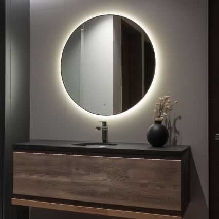 Brilagi - VENA BLACK LED Bathroom Mirror, 32W, 230V, Ø 100 cm, IP44, CRI 90, Dimmable + CCT